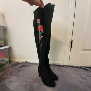 Madden Girl Over-the-knee Boots with Rose Design